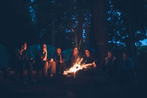 Campers enjoying a campfire